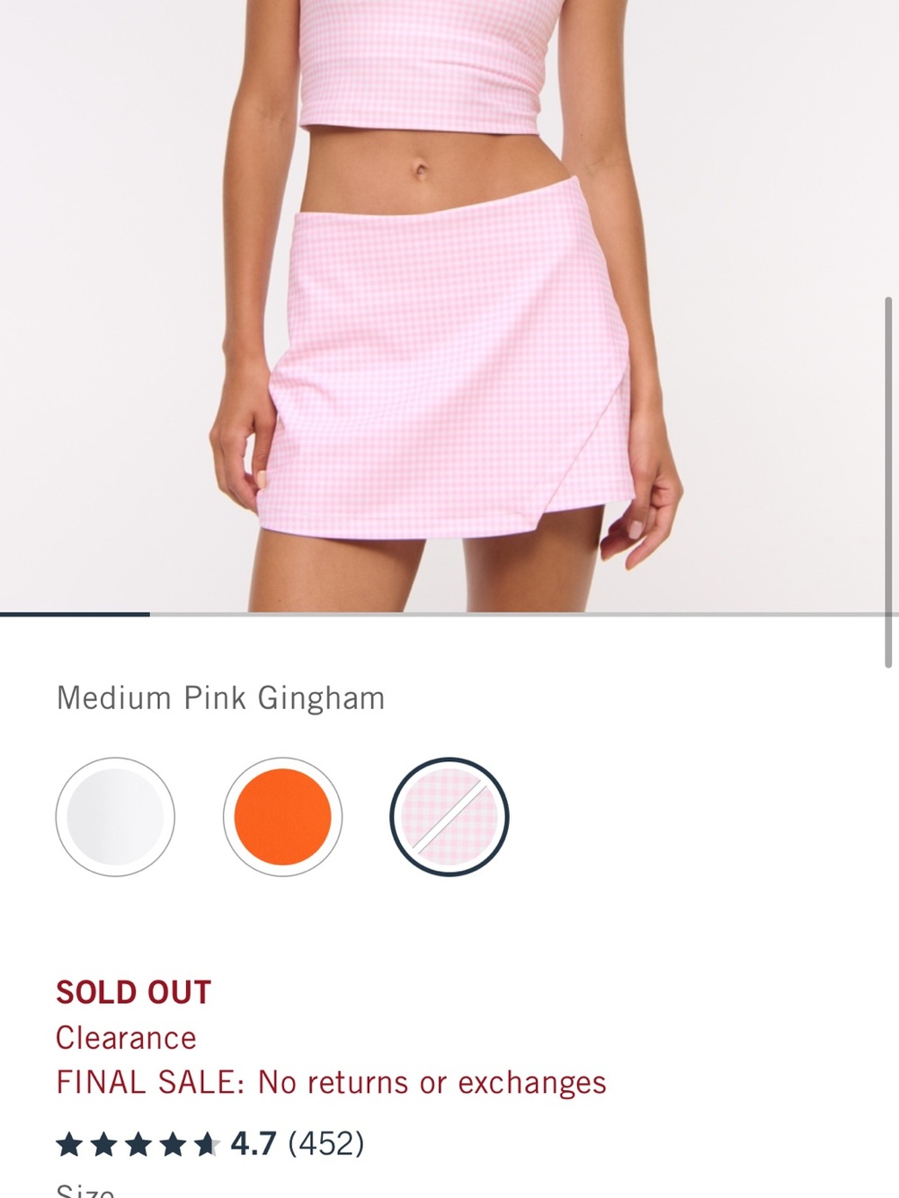 Abercrombie pink checkered Gingham Wrap Mini Skirt